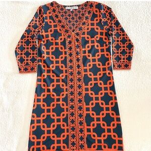 XS Gretchen Scott Navy Orange Dress